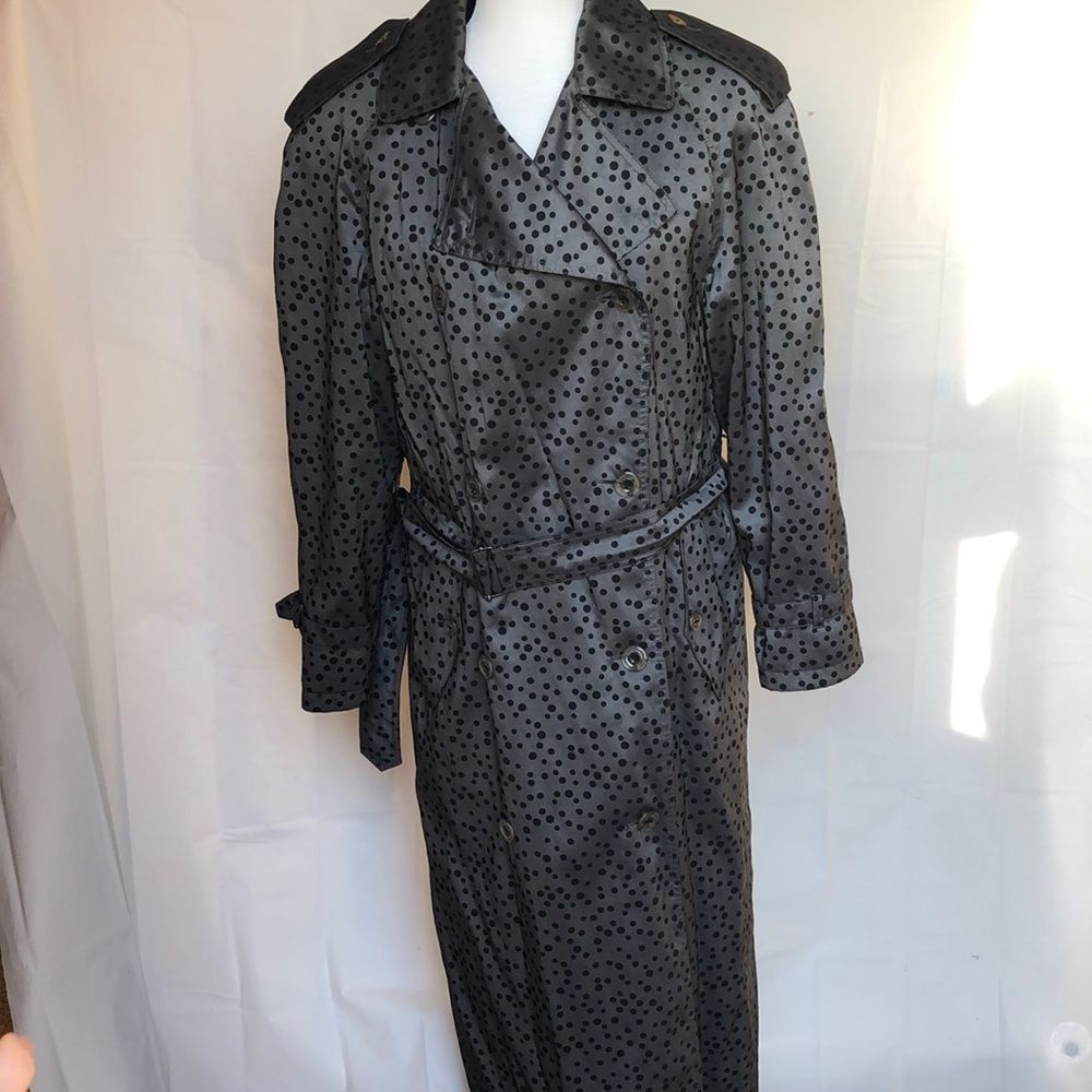 Jones New York Gary Polkadotted Long Trenchcoat Lg